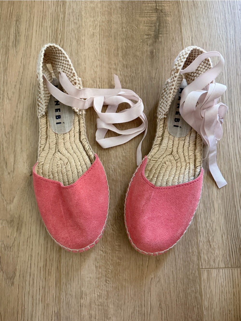 NWOT Manebi Pink Espadrille Lace-Up Flats - size 36